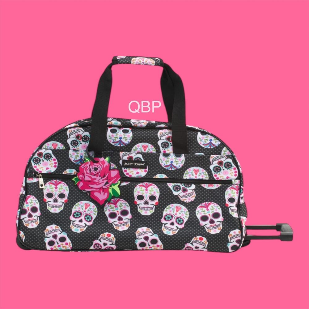 Betsey Johnson Skull Rolling Duffel Bag – Polka Dot Goth Carry-On